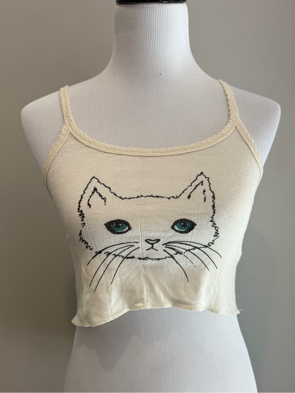 BDG Urban Outfitters Cat Graphic Cropped Knit Cami Tank Top Size S